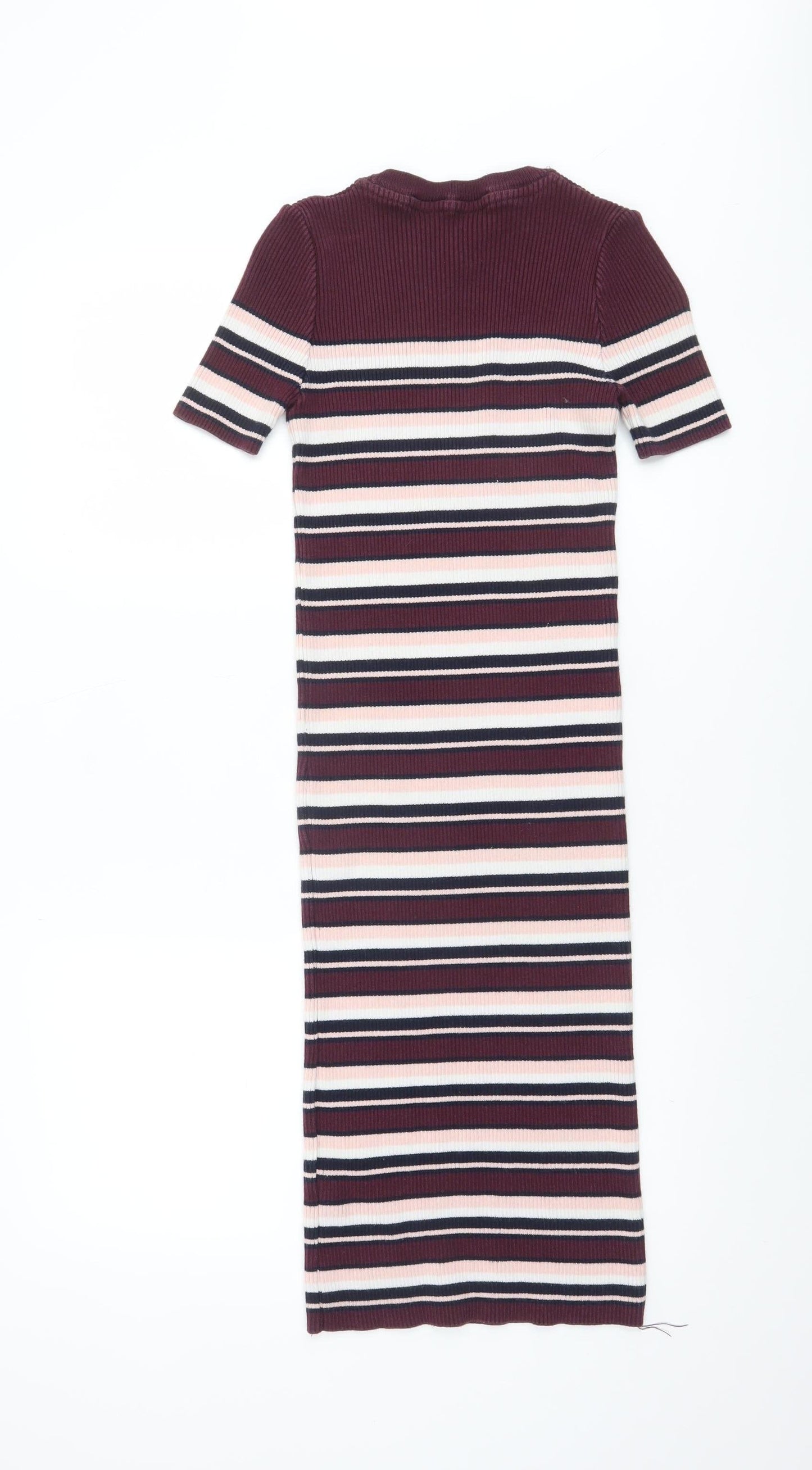 Dorothy Perkins Women’s Multicoloured Striped Midi Bodycon Dress Size 12