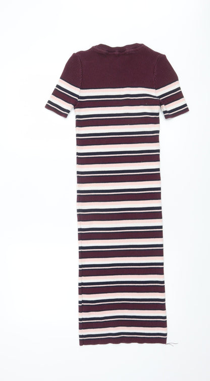 Dorothy Perkins Women’s Multicoloured Striped Midi Bodycon Dress Size 12
