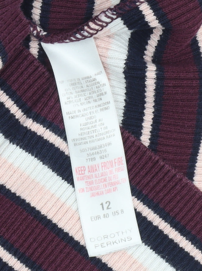 Dorothy Perkins Women’s Multicoloured Striped Midi Bodycon Dress Size 12