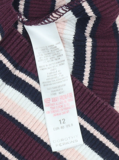 Dorothy Perkins Women’s Multicoloured Striped Midi Bodycon Dress Size 12