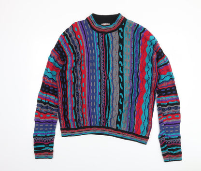 Cuggi Men's Multicoloured 80s Knit Jumper Size M Retro Cotton
