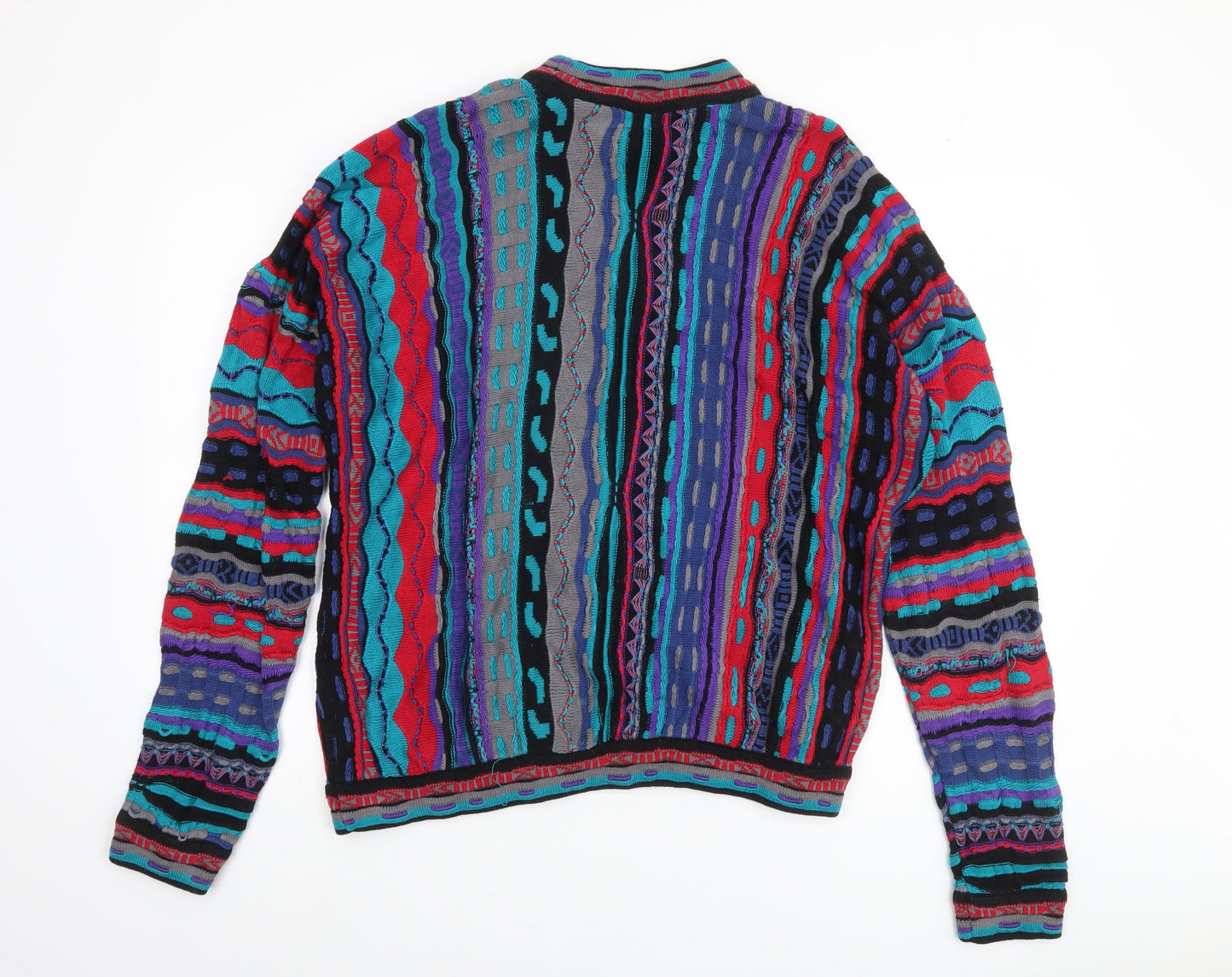 Cuggi Men's Multicoloured 80s Knit Jumper Size M Retro Cotton