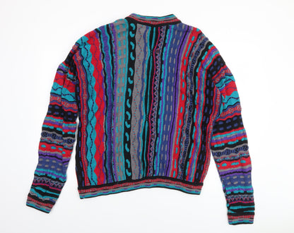 Cuggi Men's Multicoloured 80s Knit Jumper Size M Retro Cotton