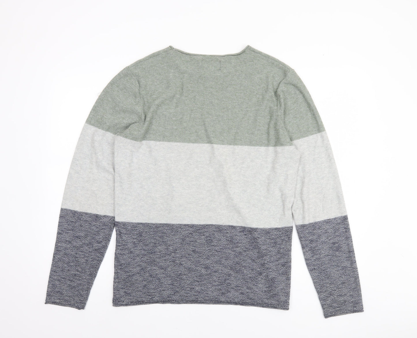 Jack & Jones Men's Multicoloured Striped Cotton Crew Neck Jumper Size M