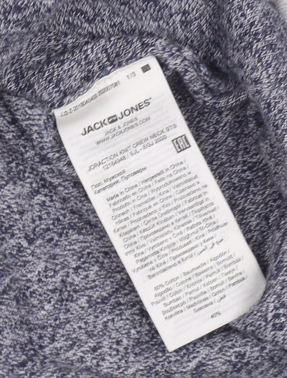 Jack & Jones Men's Multicoloured Striped Cotton Crew Neck Jumper Size M