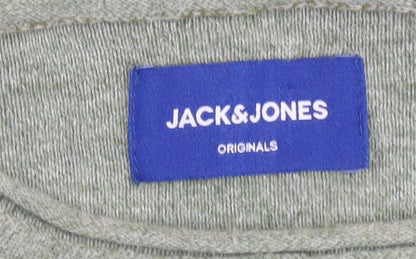 Jack & Jones Men's Multicoloured Striped Cotton Crew Neck Jumper Size M
