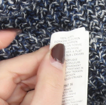 Cedar Wood State Men's Blue Striped Chunky Knit Jumper M