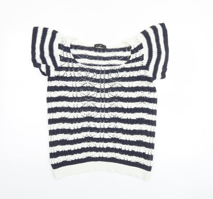 F&F Women’s Blue & White Striped Cotton Knit Jumper Size 14