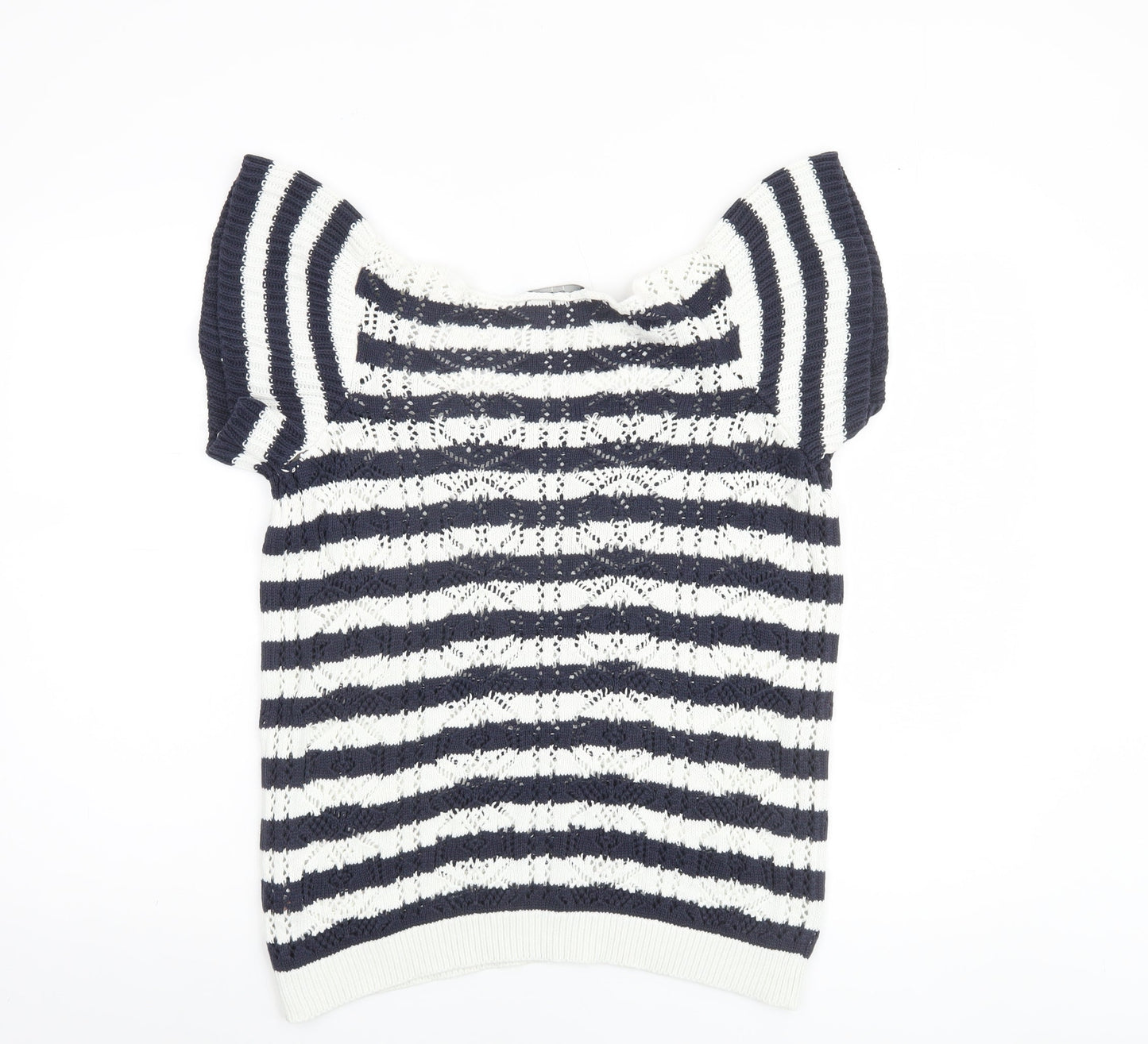 F&F Women’s Blue & White Striped Cotton Knit Jumper Size 14