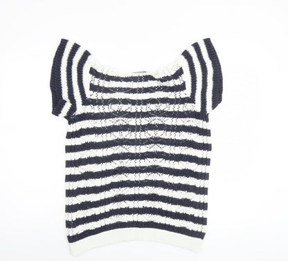 F&F Women’s Blue & White Striped Cotton Knit Jumper Size 14