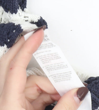 F&F Women’s Blue & White Striped Cotton Knit Jumper Size 14