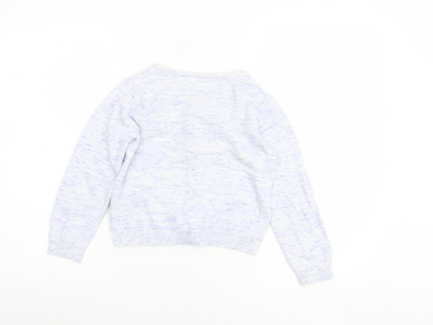 Nutmeg Girls Blue Cardigan 7-8 Years 100% Cotton Button-Up with Flower Accent