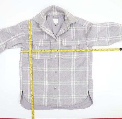 H&M Women's Grey Check Long Sleeve Shacket Jacket XS