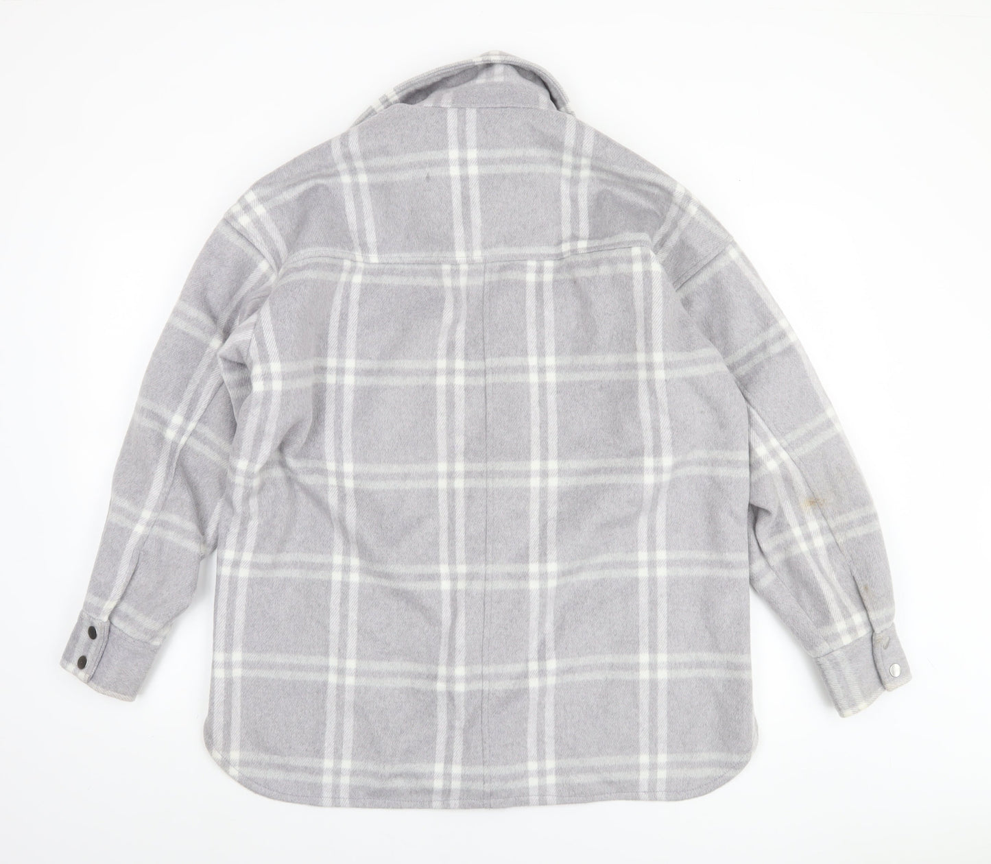 H&M Women's Grey Check Long Sleeve Shacket Jacket XS