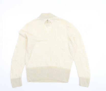Tu Women’s Beige Mock Neck Knit Jumper Size 14 Long Sleeve Pullover