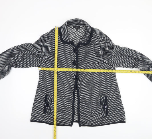 Papaya Women's Black Knit Collared Button Cardigan Size 16