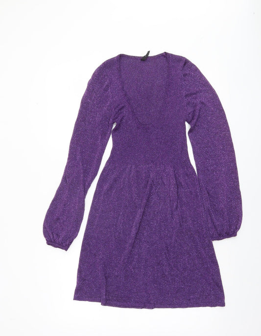 Womens UK Size L GRAB denim Fit & Flare Dress