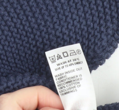 Marks and Spencer Unisex Baby Blue Hooded Knit Cardigan 0-3 Months Cotton