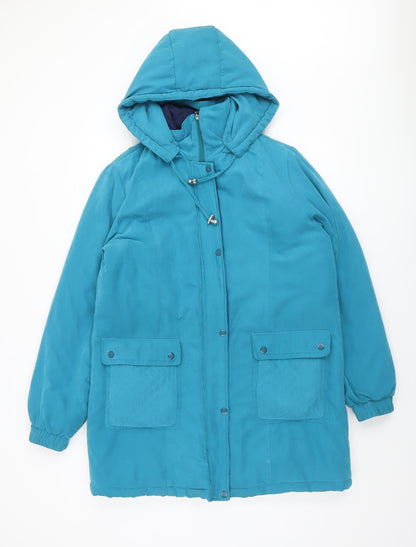 Damart Women's Blue Hooded Puffer Jacket Size M Polyester Lined