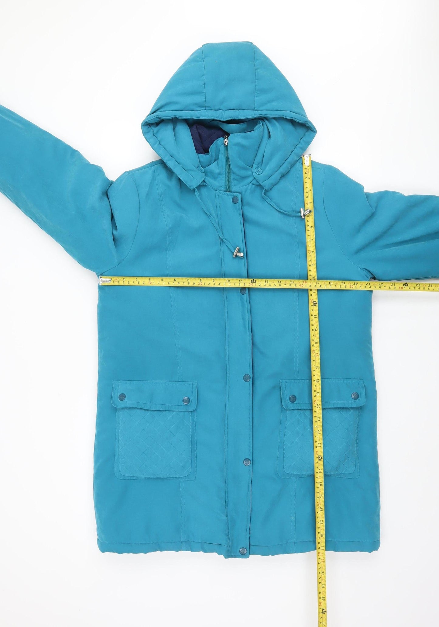 Damart Women's Blue Hooded Puffer Jacket Size M Polyester Lined