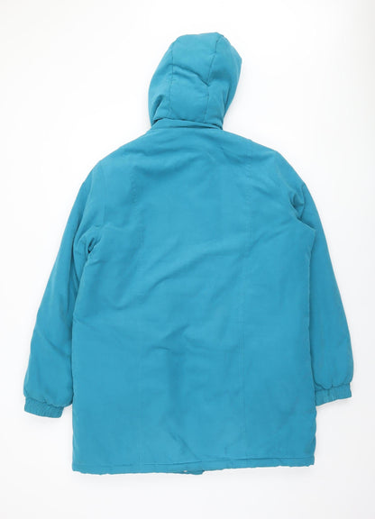 Damart Women's Blue Hooded Puffer Jacket Size M Polyester Lined