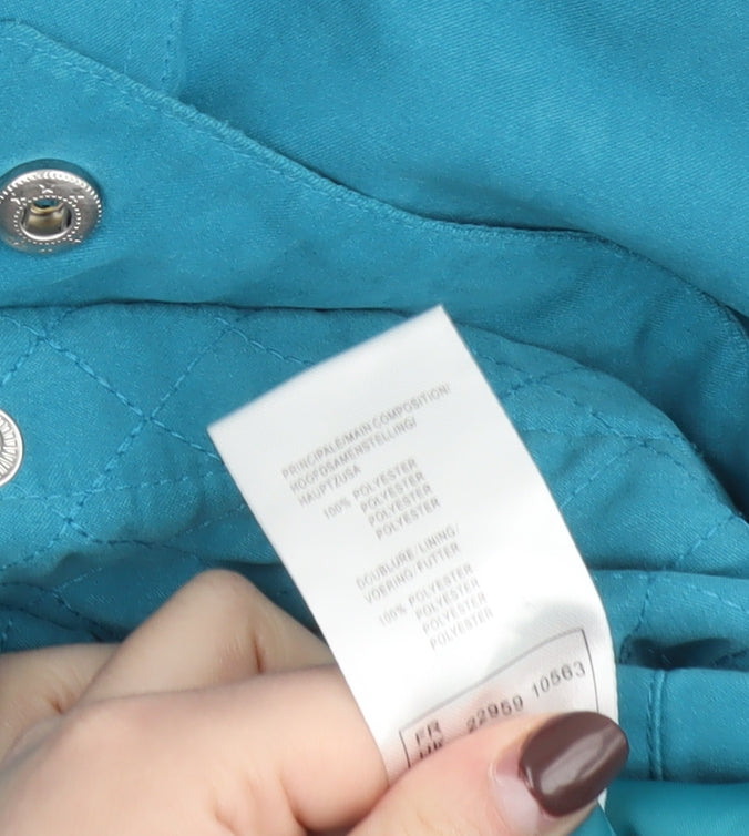 Damart Women's Blue Hooded Puffer Jacket Size M Polyester Lined