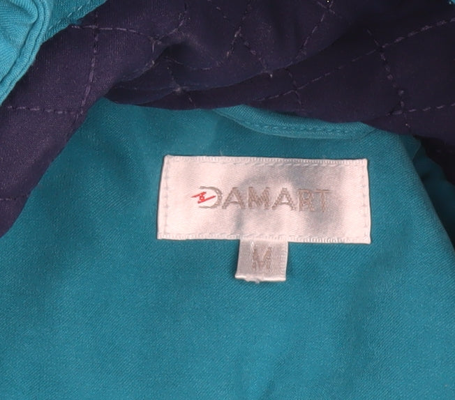 Damart Women's Blue Hooded Puffer Jacket Size M Polyester Lined