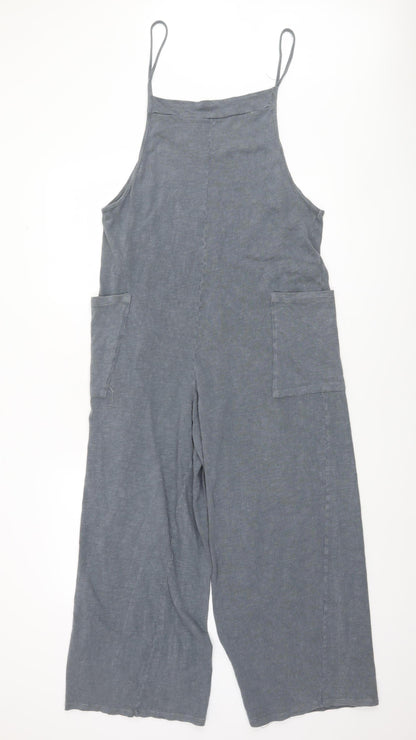 Pull & Bear Women’s Grey Cotton Wide-Leg Jumpsuit Size M