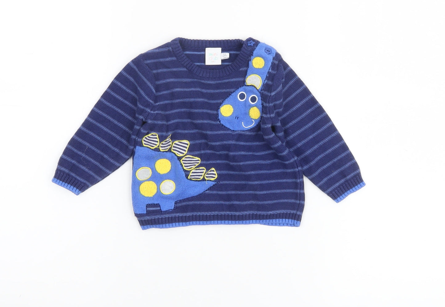 Mini Club Baby Blue Dinosaur Knit Jumper 3-6 Months Unisex Pullover