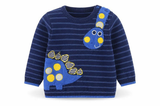 Mini Club Baby Blue Dinosaur Knit Jumper 3-6 Months Unisex Pullover