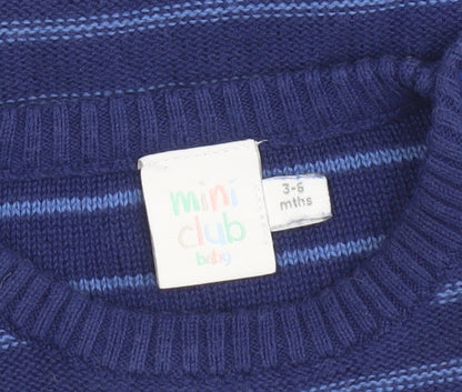 Mini Club Baby Blue Dinosaur Knit Jumper 3-6 Months Unisex Pullover