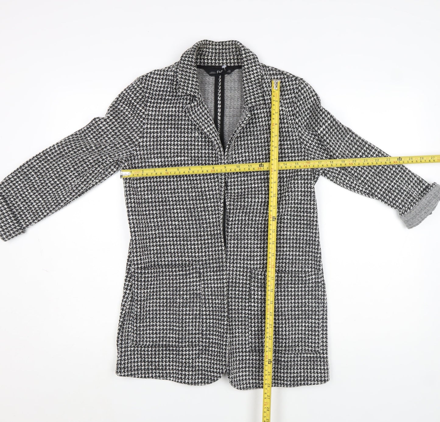 Womens UK Size 6 F&F Black Overcoat