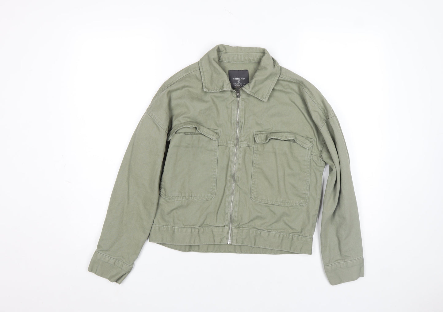 Primark Women’s Green Cotton Zip-Up Jacket XS Casual Style