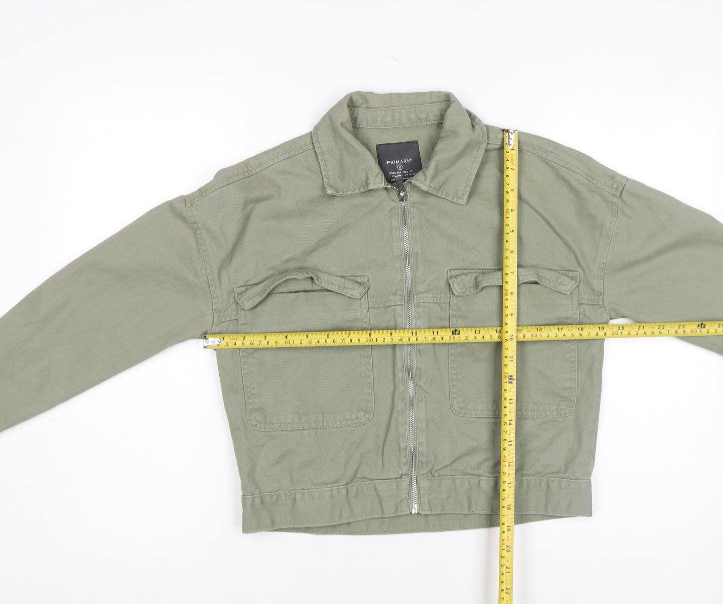 Primark Women’s Green Cotton Zip-Up Jacket XS Casual Style