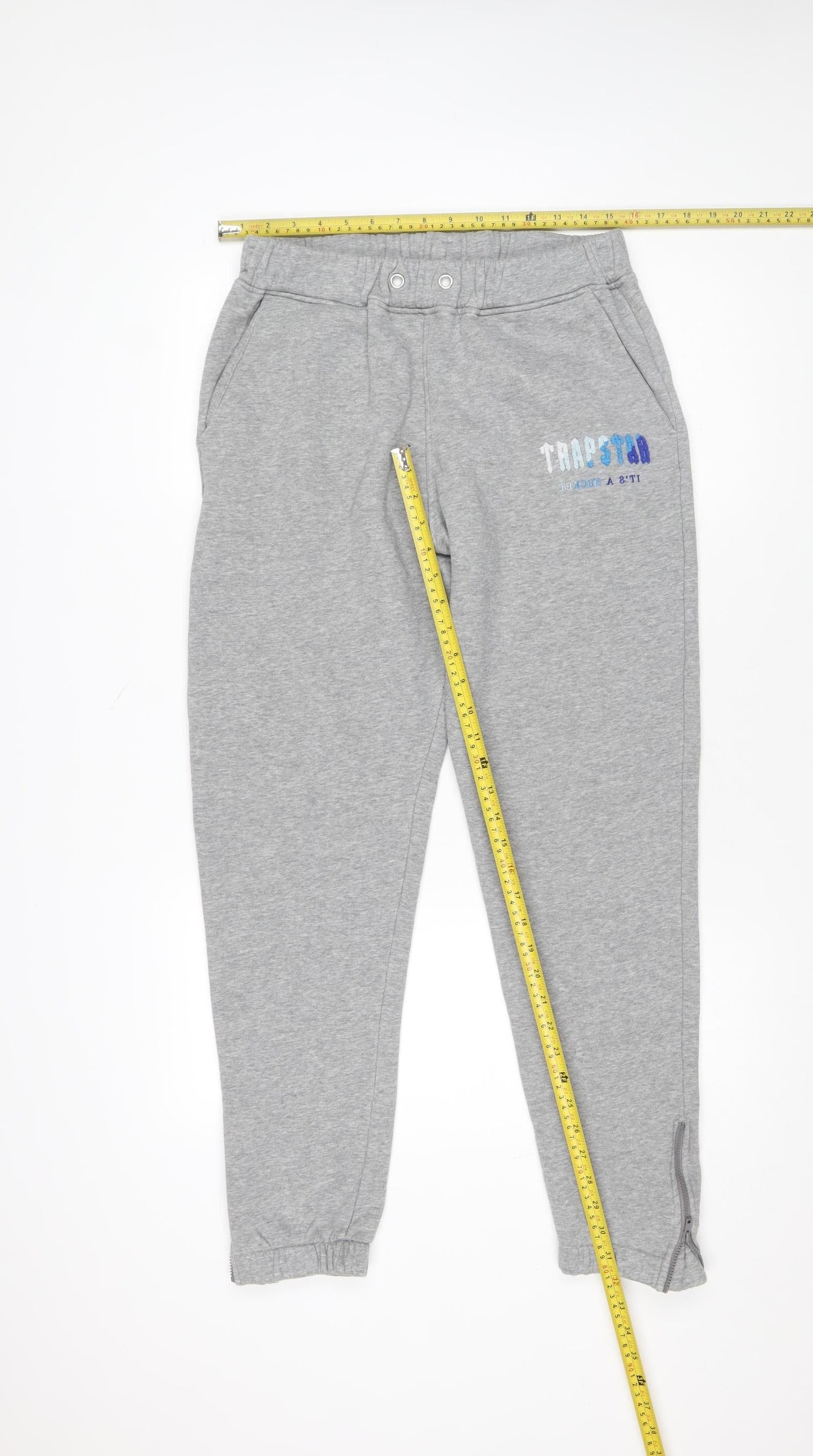 Trapstar Men's Grey Fleece Jogger Sweatpants M Tapered Fit