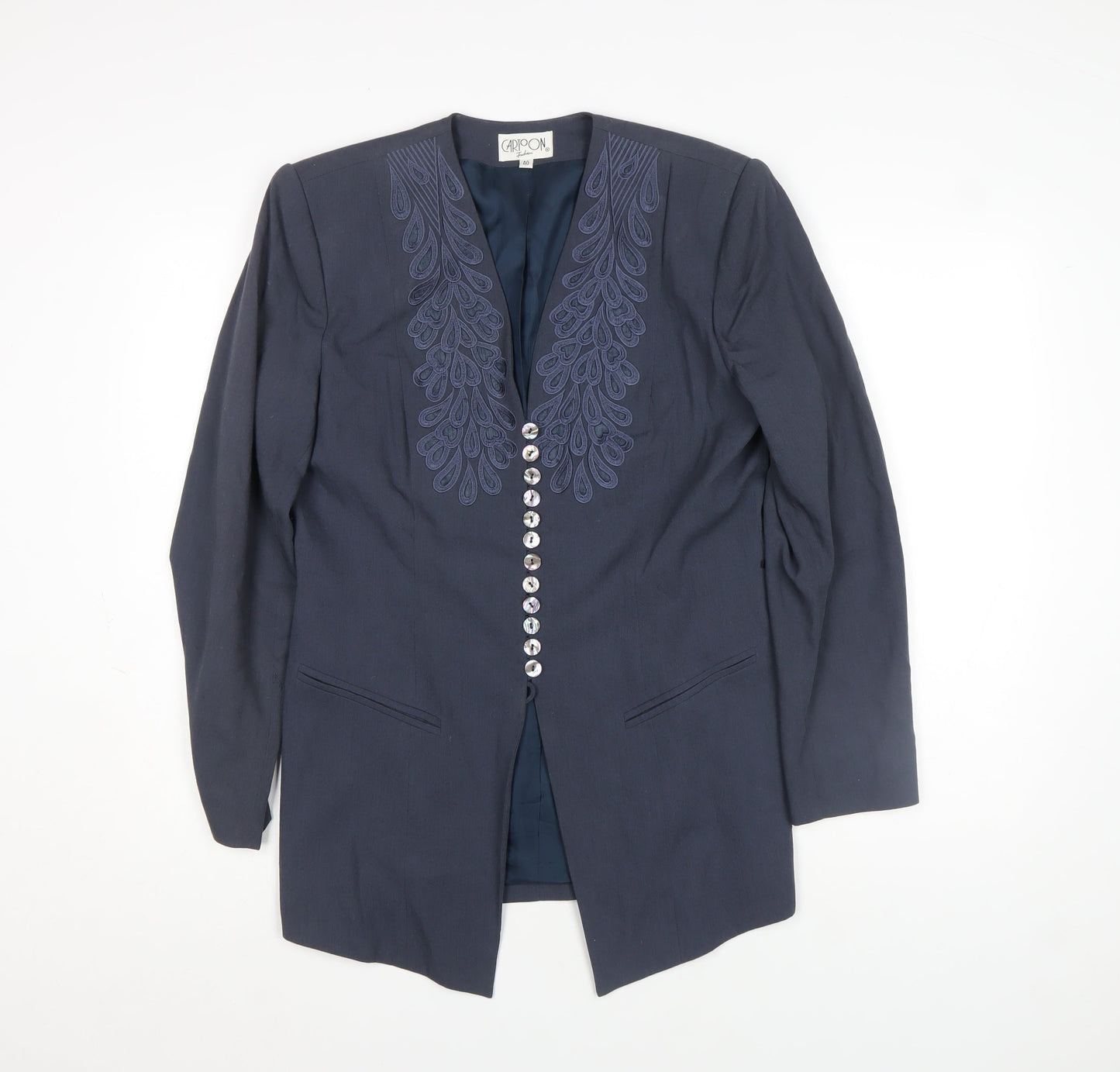 Womens UK Size 12 Cartoon Fashion Regular Blue Blazer