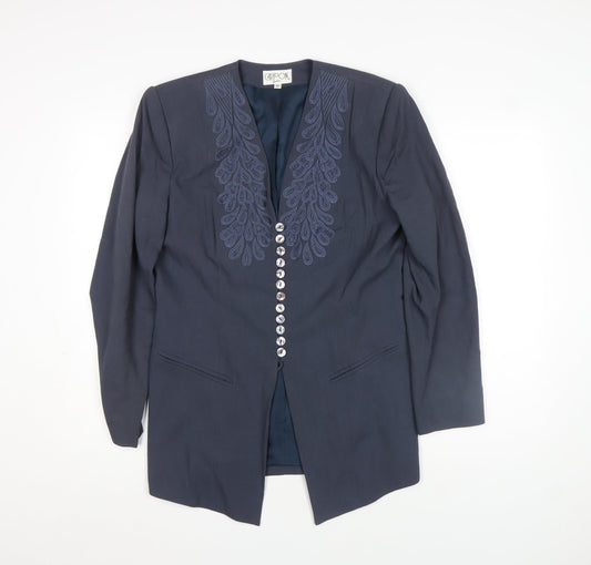 Womens UK Size 12 Cartoon Fashion Regular Blue Blazer