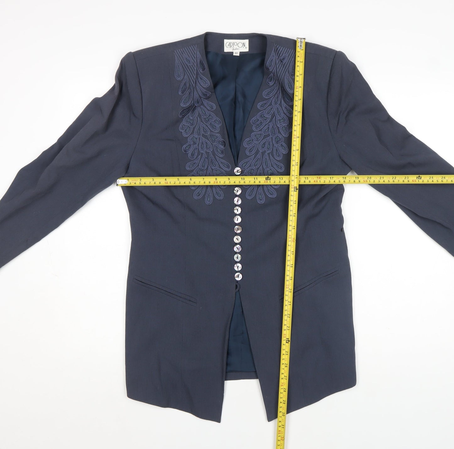 Womens UK Size 12 Cartoon Fashion Regular Blue Blazer