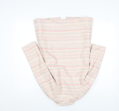 Jigsaw Junior Girls Beige Striped Mid-Length Coat 8 Years Cotton Blend