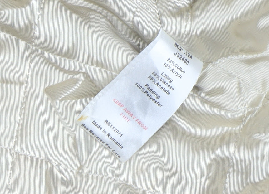 Jigsaw Junior Girls Beige Striped Mid-Length Coat 8 Years Cotton Blend