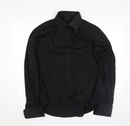 Mens UK Collar Size L Guide London Smart Black  Dress Shirt