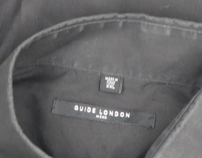 Mens UK Collar Size L Guide London Smart Black  Dress Shirt