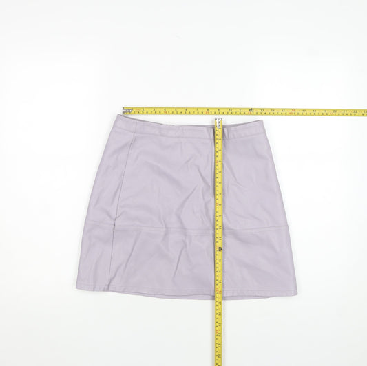 New Look Womens Lilac Faux Leather Straight Mini Skirt Size 10