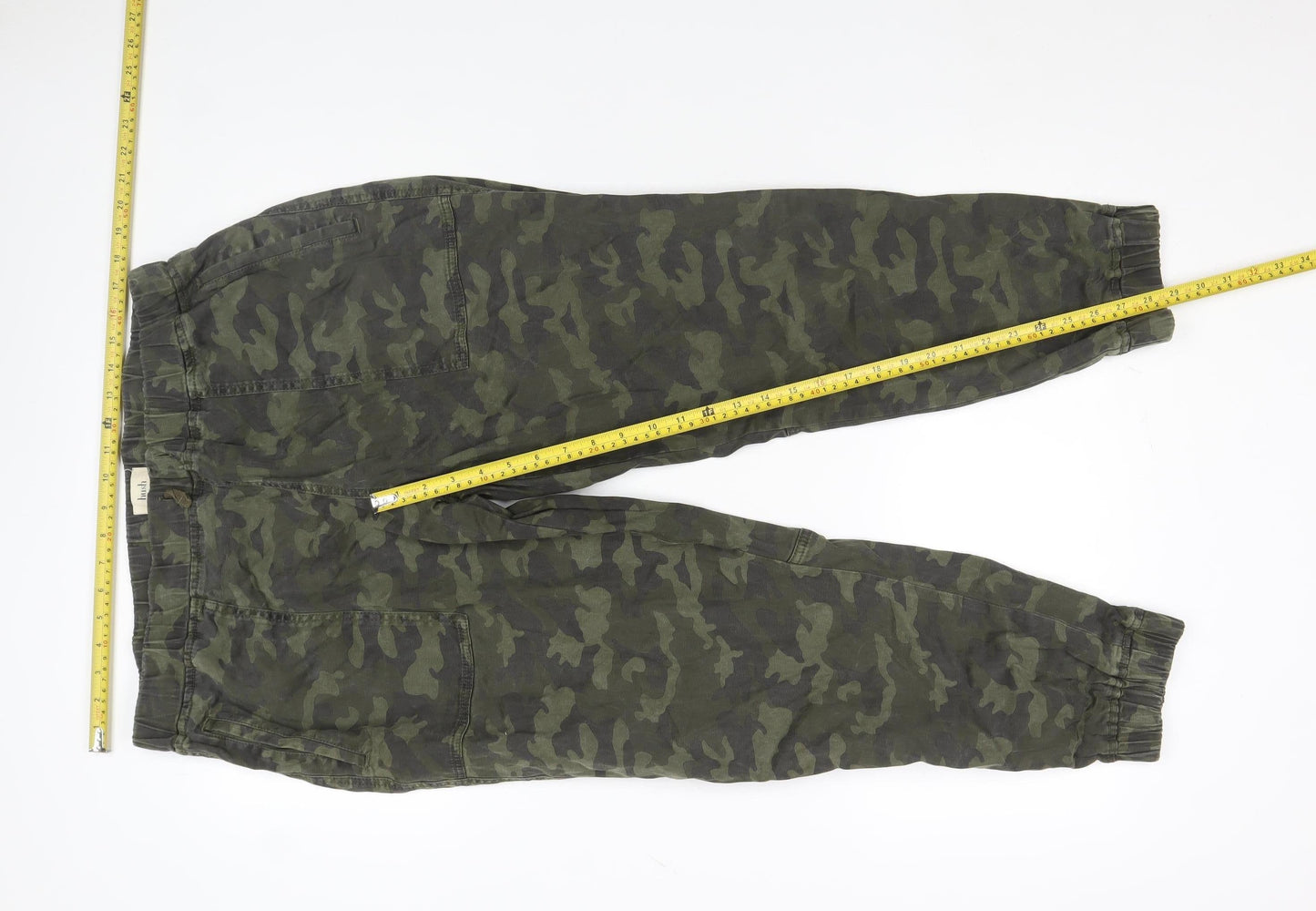 Hush Unisex Green Camouflage Relaxed Jogger Trousers Size 10