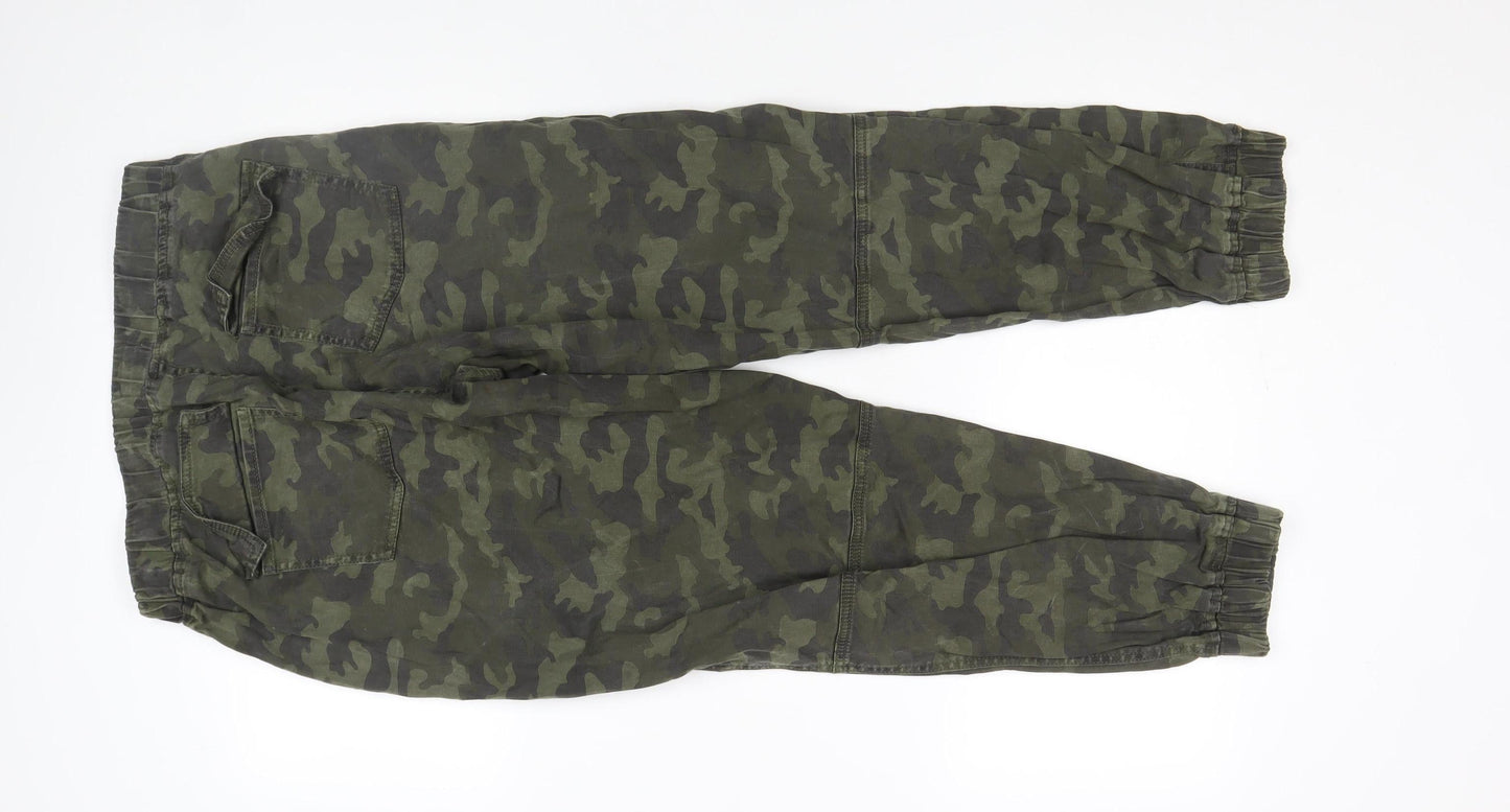 Hush Unisex Green Camouflage Relaxed Jogger Trousers Size 10