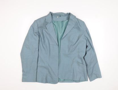 EWM Women Blue Size 20 Regular Fit Notch Lapel Lined Blazer