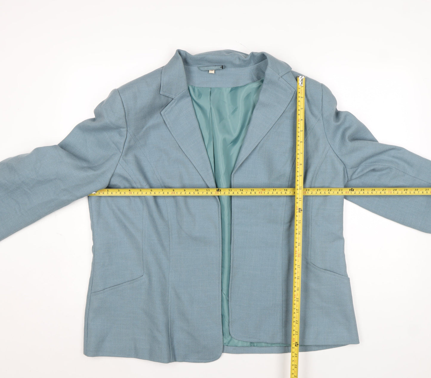 EWM Women Blue Size 20 Regular Fit Notch Lapel Lined Blazer