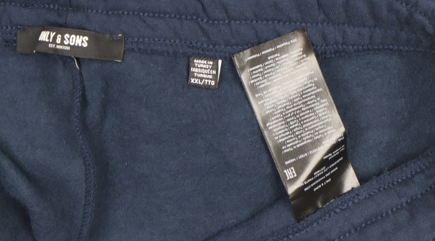 ONLY & SONS Men’s Blue Jogger Trousers 2XL Regular Fit Elastic Waist