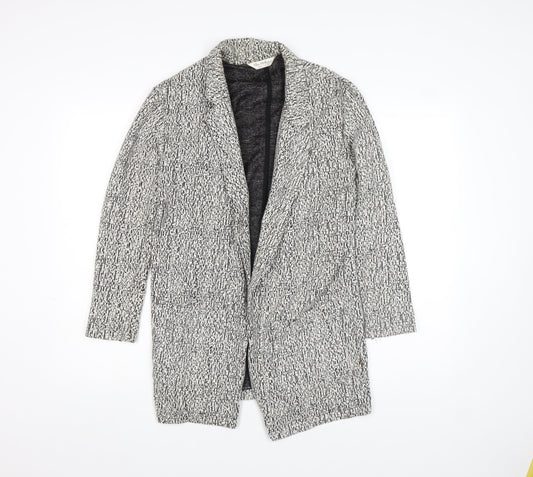 Miss Selfridge Women’s Black & White Tweed Coatigan Size 10 Longline Jacket