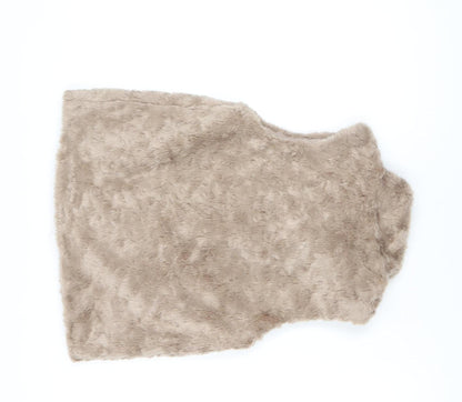 GapKids Girls Beige Faux Fur Waistcoat UK 10-11 Years Lined Winter Vest